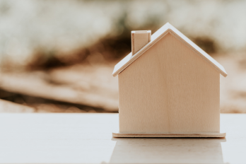 Wooden house on a table