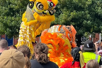 Image of a yellow and orange Chinese dragon